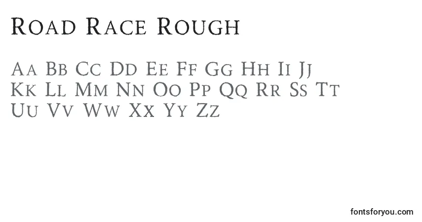 Schriftart Road Race Rough – Alphabet, Zahlen, spezielle Symbole