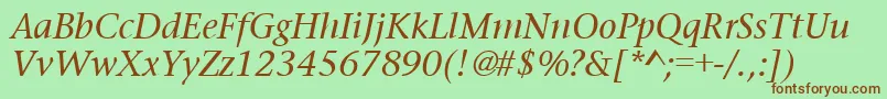 PrudentialItalic Font – Brown Fonts on Green Background