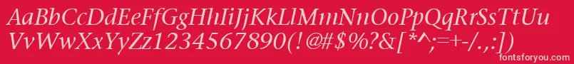 PrudentialItalic Font – Pink Fonts on Red Background