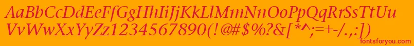 フォントPrudentialItalic – オレンジの背景に赤い文字