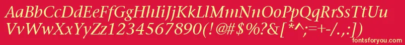 PrudentialItalic Font – Yellow Fonts on Red Background