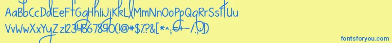 Kgwaystosaygoodbye Font – Blue Fonts on Yellow Background