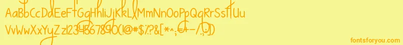 フォントKgwaystosaygoodbye – オレンジの文字が黄色の背景にあります。