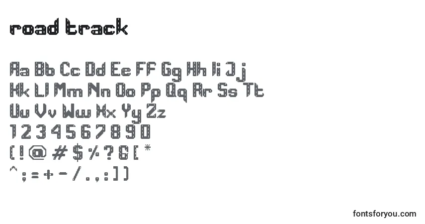 Czcionka Road track – alfabet, cyfry, specjalne znaki