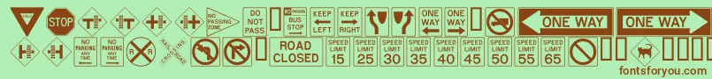 ROADSIGN Font – Brown Fonts on Green Background