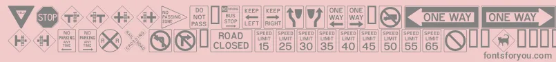 ROADSIGN Font – Gray Fonts on Pink Background