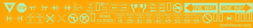 ROADSIGN Font – Green Fonts on Orange Background