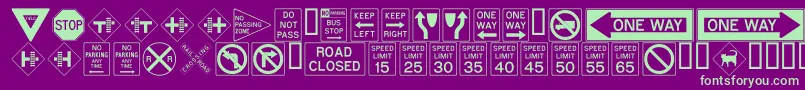 ROADSIGN Font – Green Fonts on Purple Background