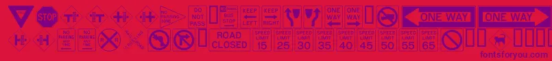 フォントROADSIGN – 赤い背景に紫のフォント