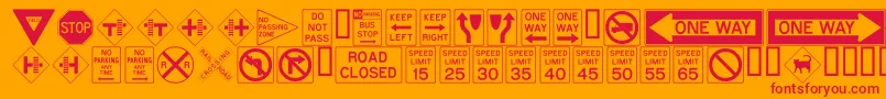 ROADSIGN Font – Red Fonts on Orange Background