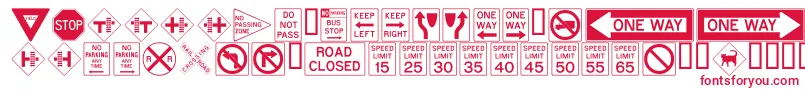 ROADSIGN Font – Red Fonts on White Background