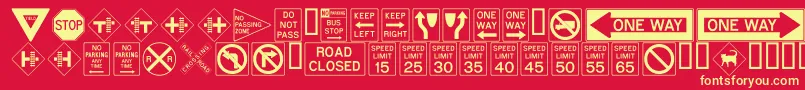 ROADSIGN Font – Yellow Fonts on Red Background