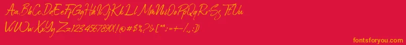 Roadsouth demo-Schriftart – Orangefarbene Schriften auf rotem Hintergrund
