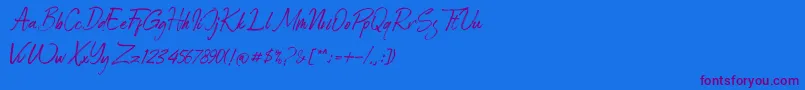 Roadsouth demo Font – Purple Fonts on Blue Background