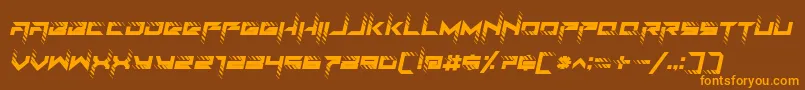 Fonte RoadTest Italic – fontes laranjas em um fundo marrom