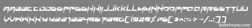 Czcionka RoadTest Italic – białe czcionki na szarym tle