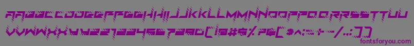 フォントRoadTest Italic – 紫色のフォント、灰色の背景