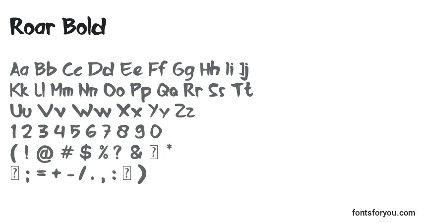 Schriftart Roar Bold – Alphabet, Zahlen, spezielle Symbole