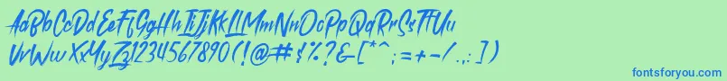 フォントroastink demo – 青い文字は緑の背景です。