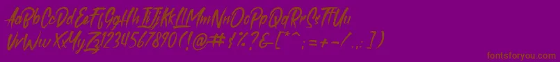 roastink demo-Schriftart – Braune Schriften auf violettem Hintergrund