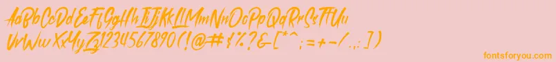 roastink demo-Schriftart – Orangefarbene Schriften auf rosa Hintergrund