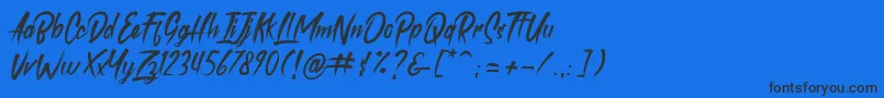 roastink demo-Schriftart – Schwarze Schriften auf blauem Hintergrund