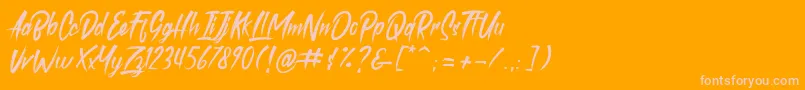 Шрифт roastink demo – розовые шрифты на оранжевом фоне