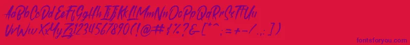 roastink demo Font – Purple Fonts on Red Background
