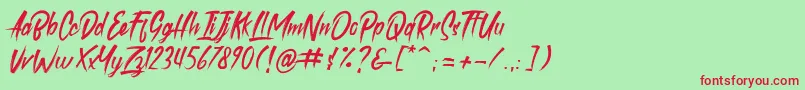 roastink demo-Schriftart – Rote Schriften auf grünem Hintergrund