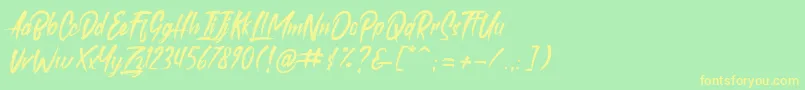 roastink demo-fontti – keltaiset fontit vihreällä taustalla