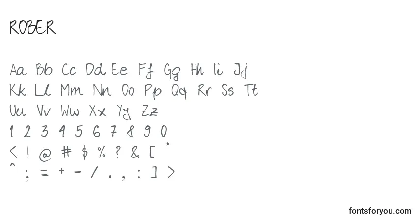 ROBER    (138815)フォント–アルファベット、数字、特殊文字