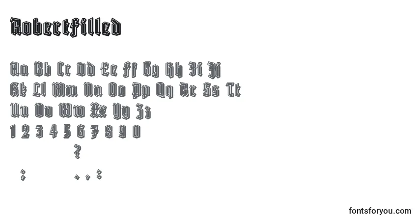 Schriftart RobertFilled – Alphabet, Zahlen, spezielle Symbole