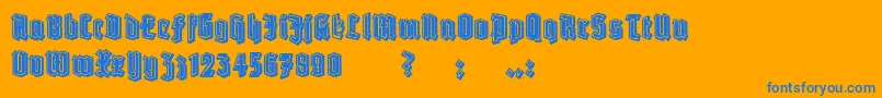 RobertFilled-Schriftart – Blaue Schriften auf orangefarbenem Hintergrund