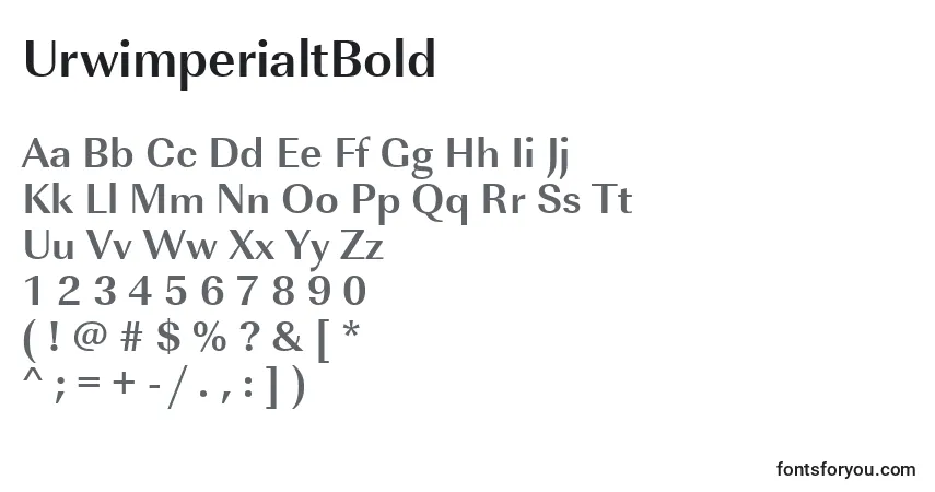 A fonte UrwimperialtBold – alfabeto, números, caracteres especiais