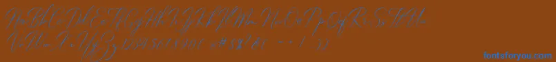 フォントRobertortiz – 茶色の背景に青い文字