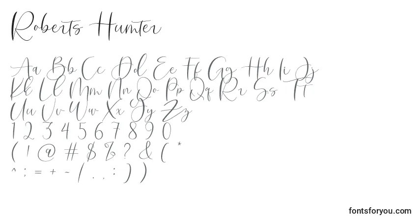 Schriftart Roberts Humter – Alphabet, Zahlen, spezielle Symbole