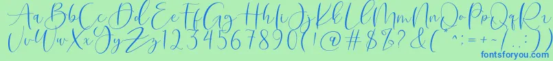 Roberts Humter Font – Blue Fonts on Green Background