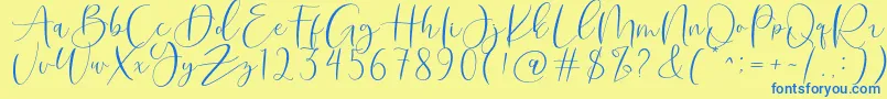 Roberts Humter Font – Blue Fonts on Yellow Background