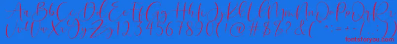 Roberts Humter-Schriftart – Rote Schriften auf blauem Hintergrund