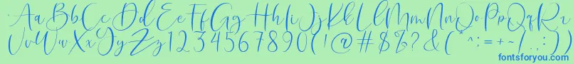 Roberts Humter Font – Blue Fonts on Green Background