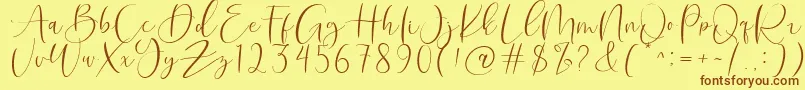 Roberts Humter-Schriftart – Braune Schriften auf gelbem Hintergrund