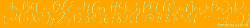 Roberts Humter-Schriftart – Grüne Schriften auf orangefarbenem Hintergrund