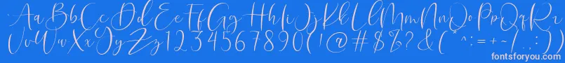 Roberts Humter Font – Pink Fonts on Blue Background