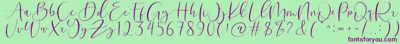 Roberts Humter Font – Purple Fonts on Green Background