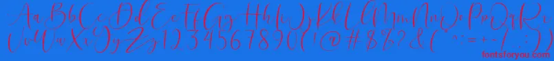 Roberts Humter-Schriftart – Rote Schriften auf blauem Hintergrund