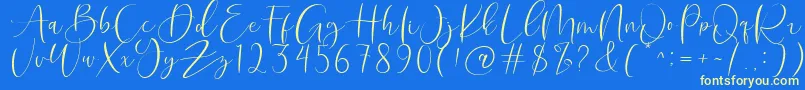 Roberts Humter-Schriftart – Gelbe Schriften auf blauem Hintergrund