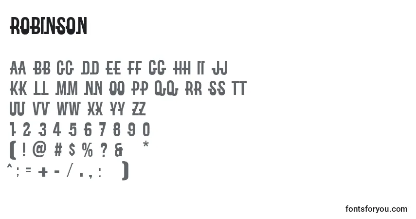 Schriftart Robinson – Alphabet, Zahlen, spezielle Symbole
