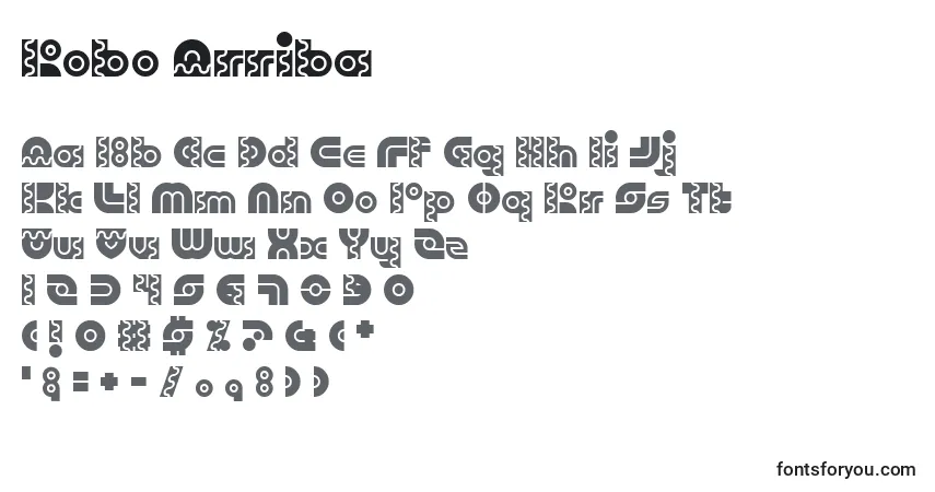 A fonte Robo Arriba – alfabeto, números, caracteres especiais