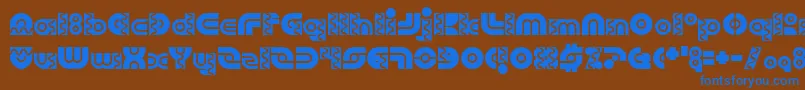 フォントRobo Arriba – 茶色の背景に青い文字