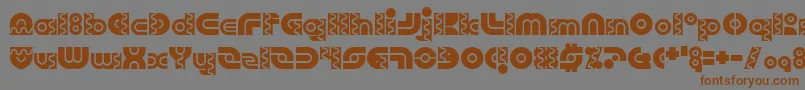 フォントRobo Arriba – 茶色の文字が灰色の背景にあります。